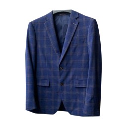 SKMS030  個人設計高端單排雙鈕西裝外套  自訂藍色格子商務西裝外套 西裝外套供應商   格 仔 西裝 SKMS030  個人設計高端單排雙鈕西裝外套  自訂藍色格子商務西裝外套 西裝外套供應商   格 仔 西裝